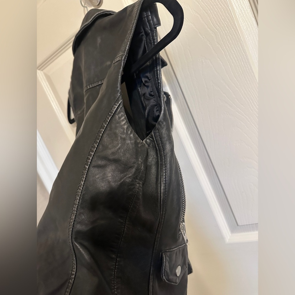 Topshop Sylvia Distressed Leather Vest Jacket, Black, Sz US 2/XS, NWOT - Picture 14 of 16